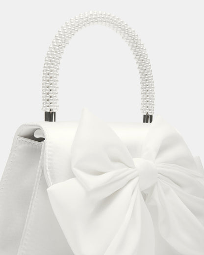 COSETTE Bag White Satin Beaded Top-Handle Mini Handbag - Steve Madden