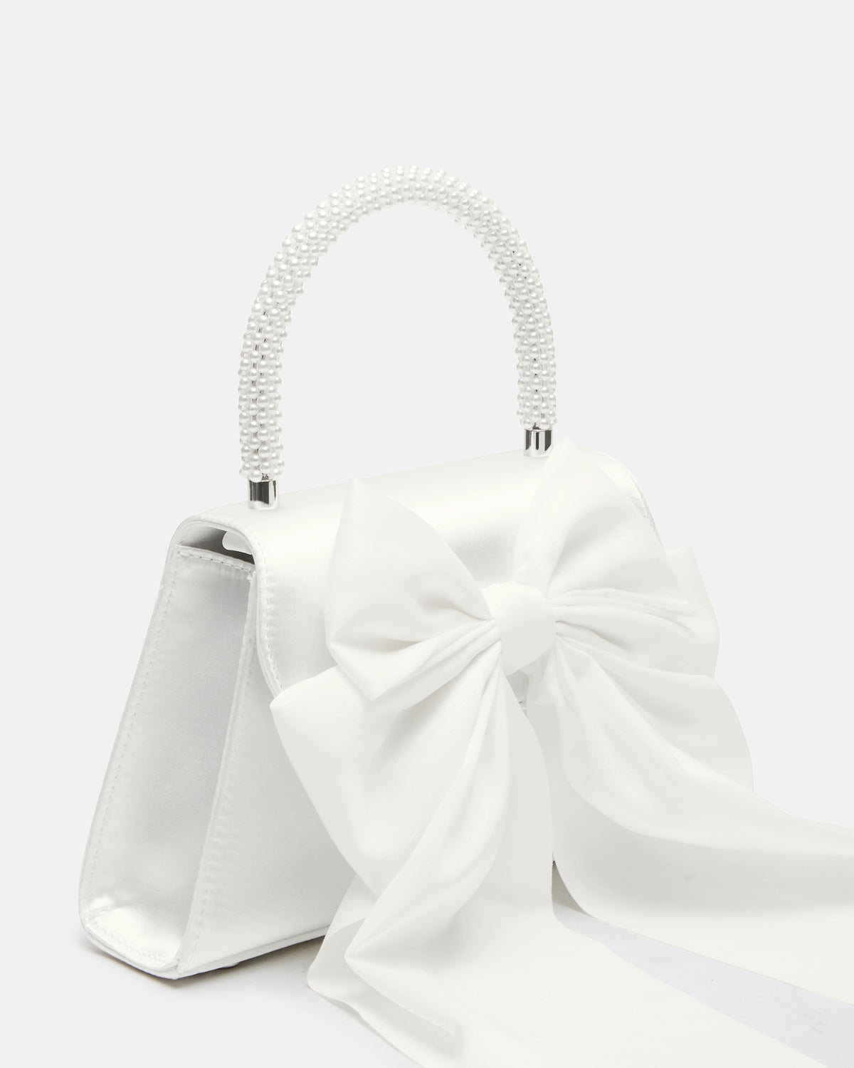COSETTE Bag White Satin Beaded Top-Handle Mini Handbag - Steve Madden