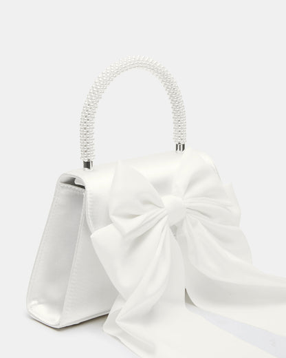 COSETTE Bag White Satin Beaded Top-Handle Mini Handbag - Steve Madden