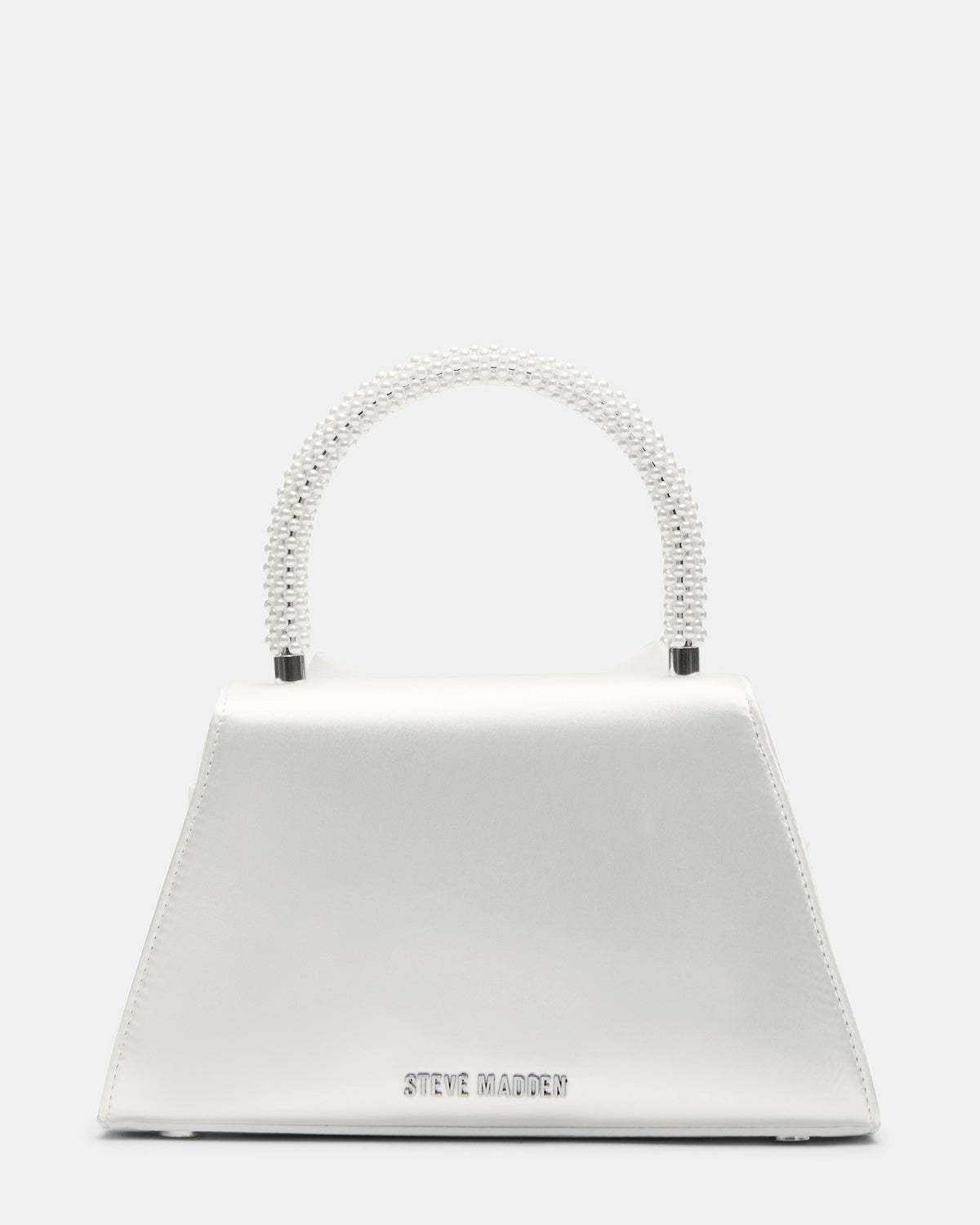 COSETTE Bag White Satin Beaded Top-Handle Mini Handbag - Steve Madden