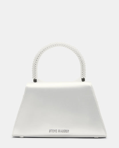 COSETTE Bag White Satin Beaded Top-Handle Mini Handbag - Steve Madden