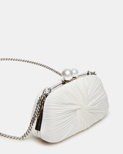 ROSALIE Bag White Twisted Pleats Minaudiere Crossbody Clutch Handbag - Steve Madden