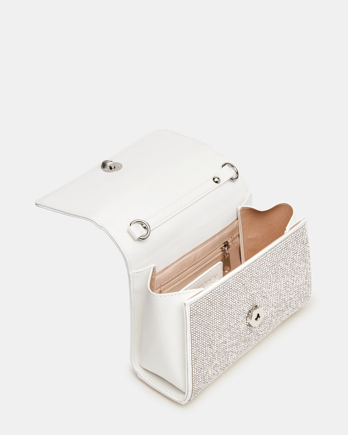 EVELINA Bag Rhinestones Angular Rhinestone Embellished Crossbody Mini Clutch Handbag - Steve Madden