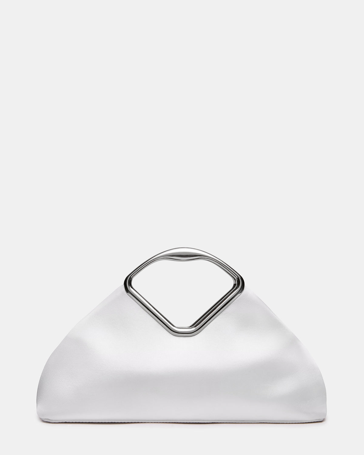 BARBARA Bag White Soft Satin Metal Bracelet Crossbody Clutch Handbag - Steve Madden