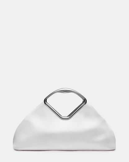 BARBARA Bag White Soft Satin Metal Bracelet Crossbody Clutch Handbag - Steve Madden