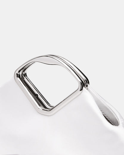 BARBARA Bag White Soft Satin Metal Bracelet Crossbody Clutch Handbag - Steve Madden