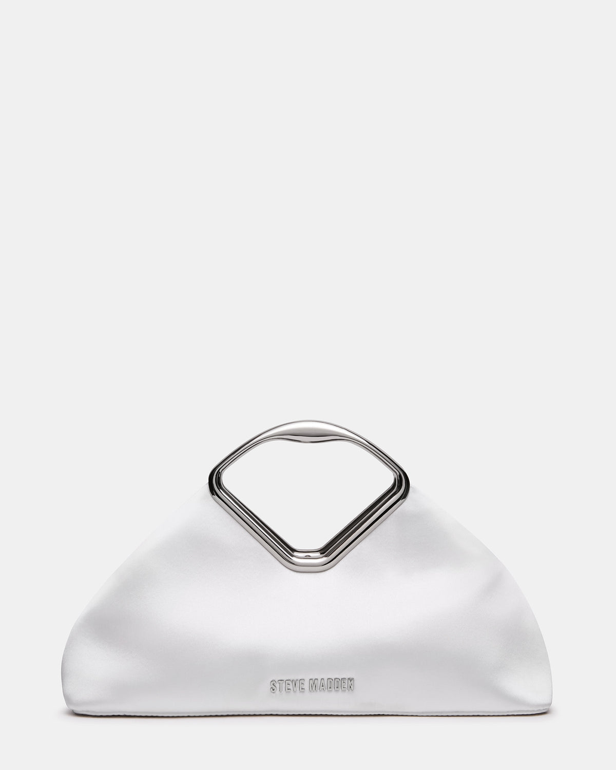 BARBARA Bag White Soft Satin Metal Bracelet Crossbody Clutch Handbag - Steve Madden