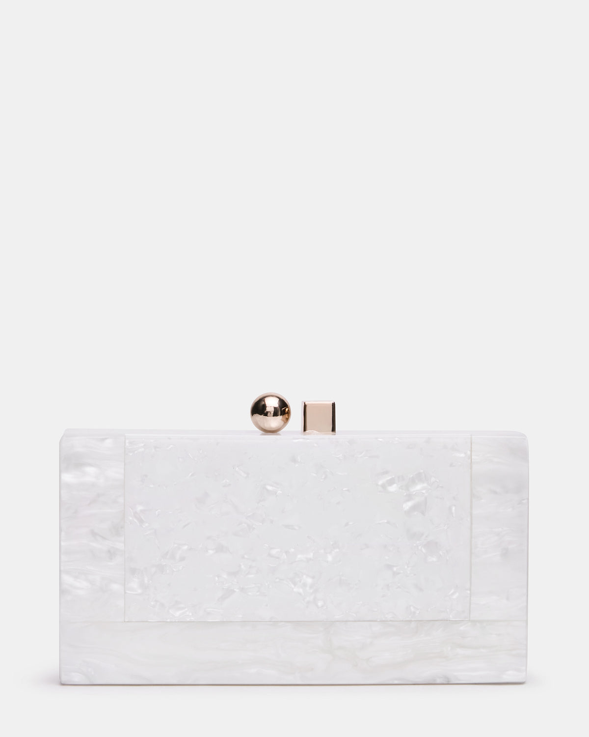 CAMILAA Bag White Geometric Pearlescent Minaudiere Crossbody Clutch Handbag - Steve Madden