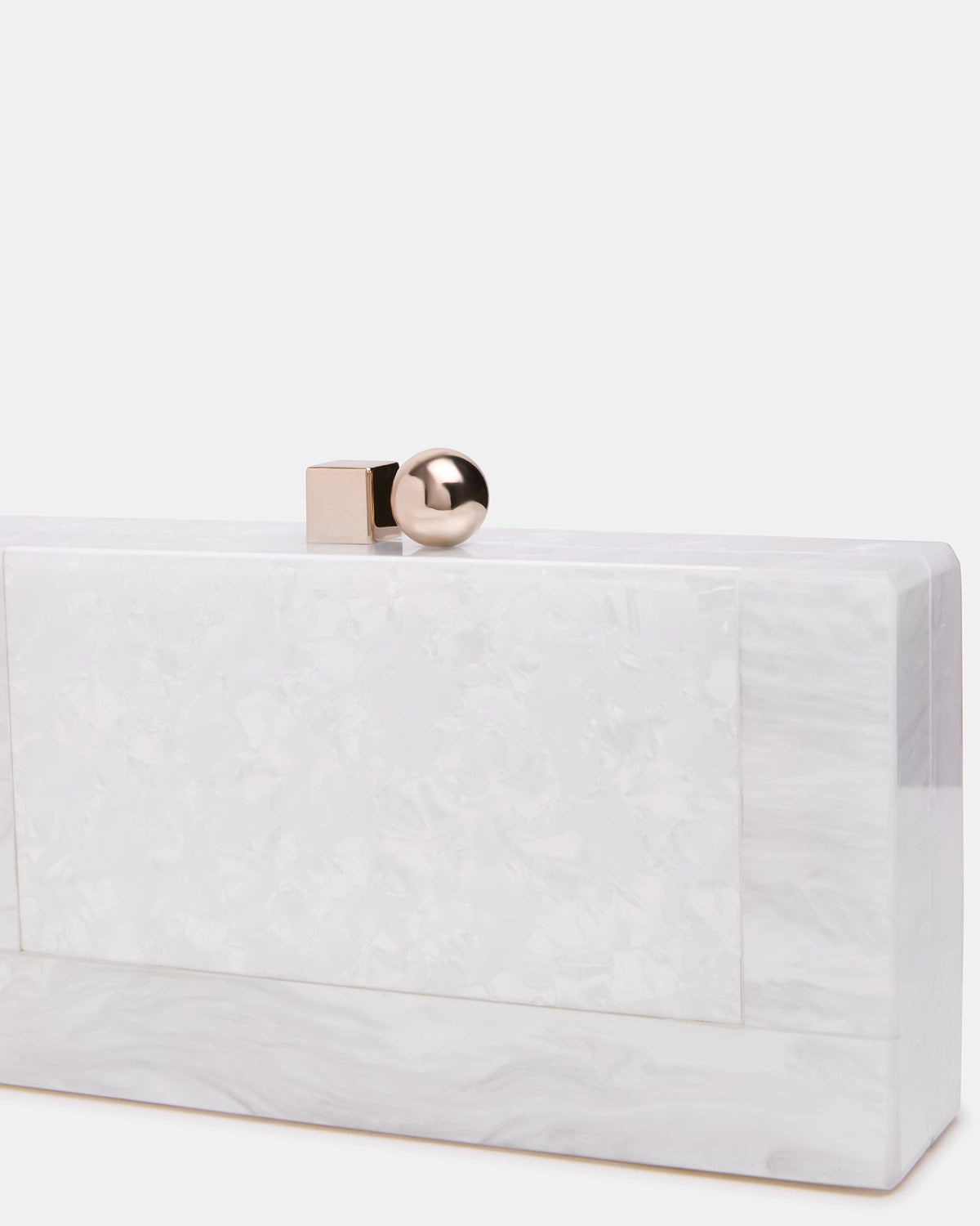 CAMILAA Bag White Geometric Pearlescent Minaudiere Crossbody Clutch Handbag - Steve Madden