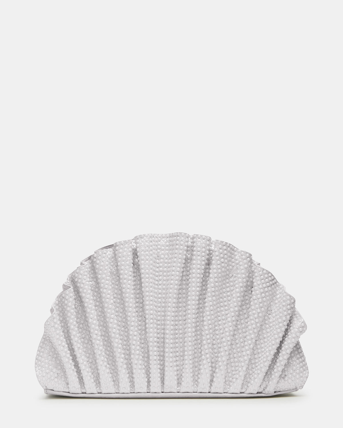 DELMAR Bag White Ruffled Pleated Semi-Circle Crossbody Clutch Handbag - Steve Madden