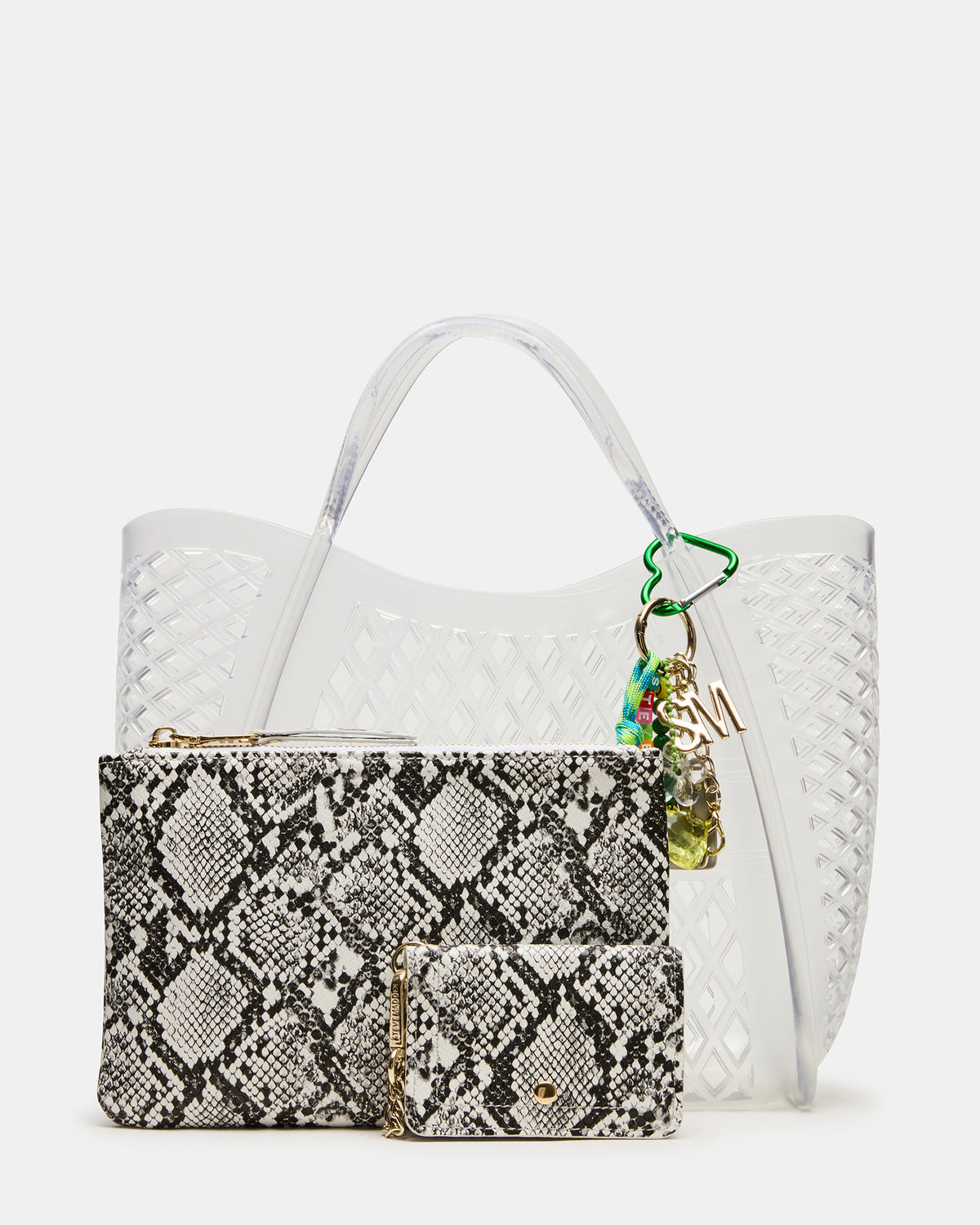 SUMMER Bag Clear Caged Jelly Top-Handle Tote Handbag - Steve Madden