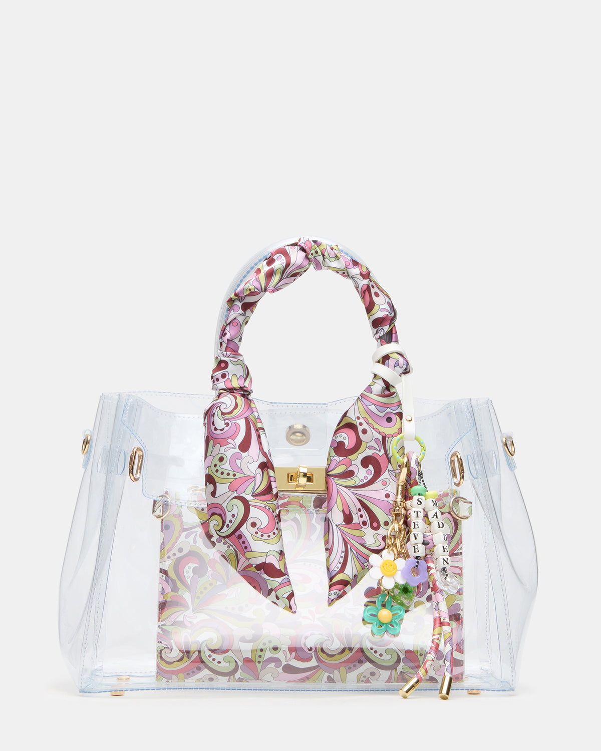 GUMMY Bag Clear Top-Handle Turn-Lock Tote Handbag - Steve Madden