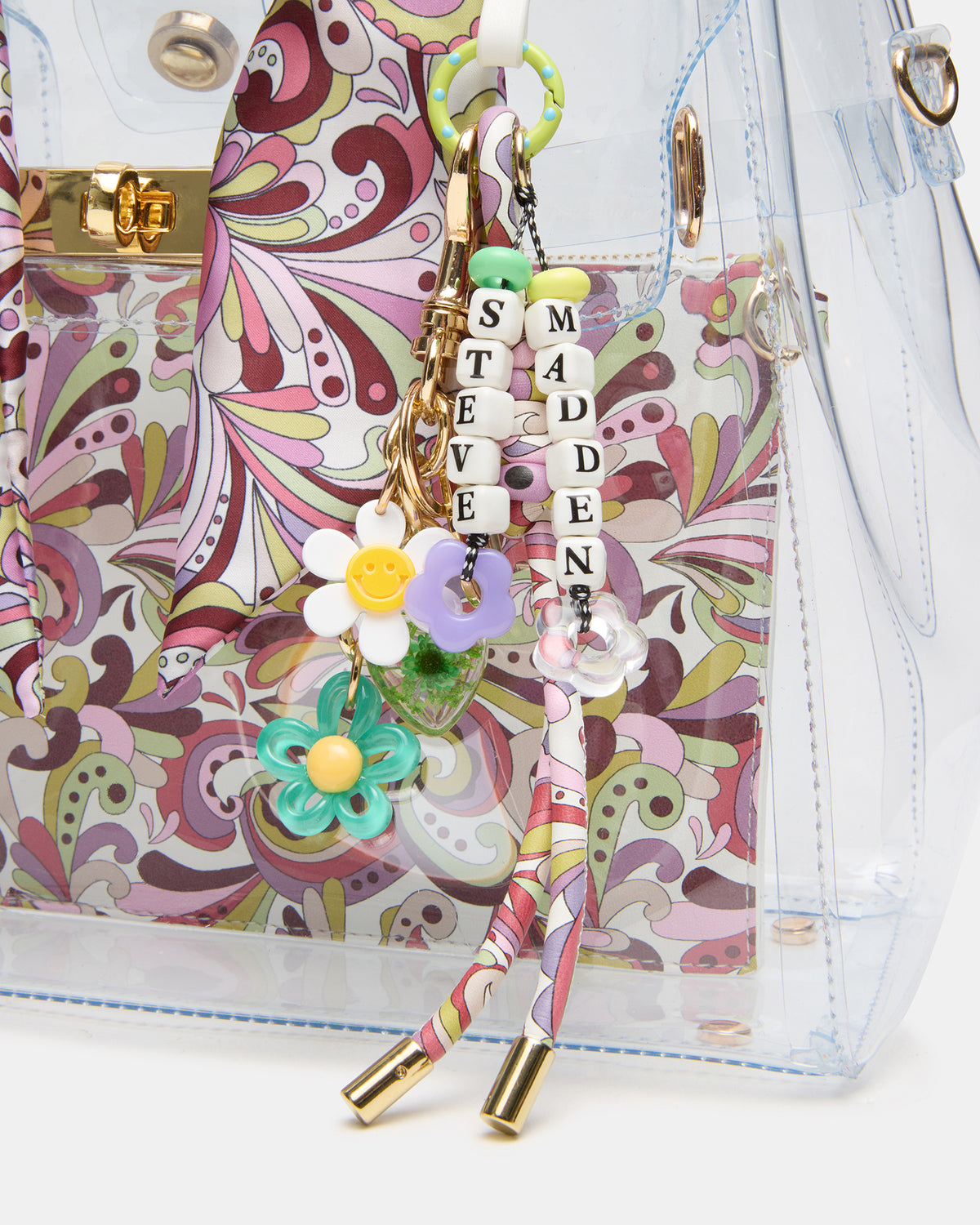 GUMMY Bag Clear Top-Handle Turn-Lock Tote Handbag - Steve Madden