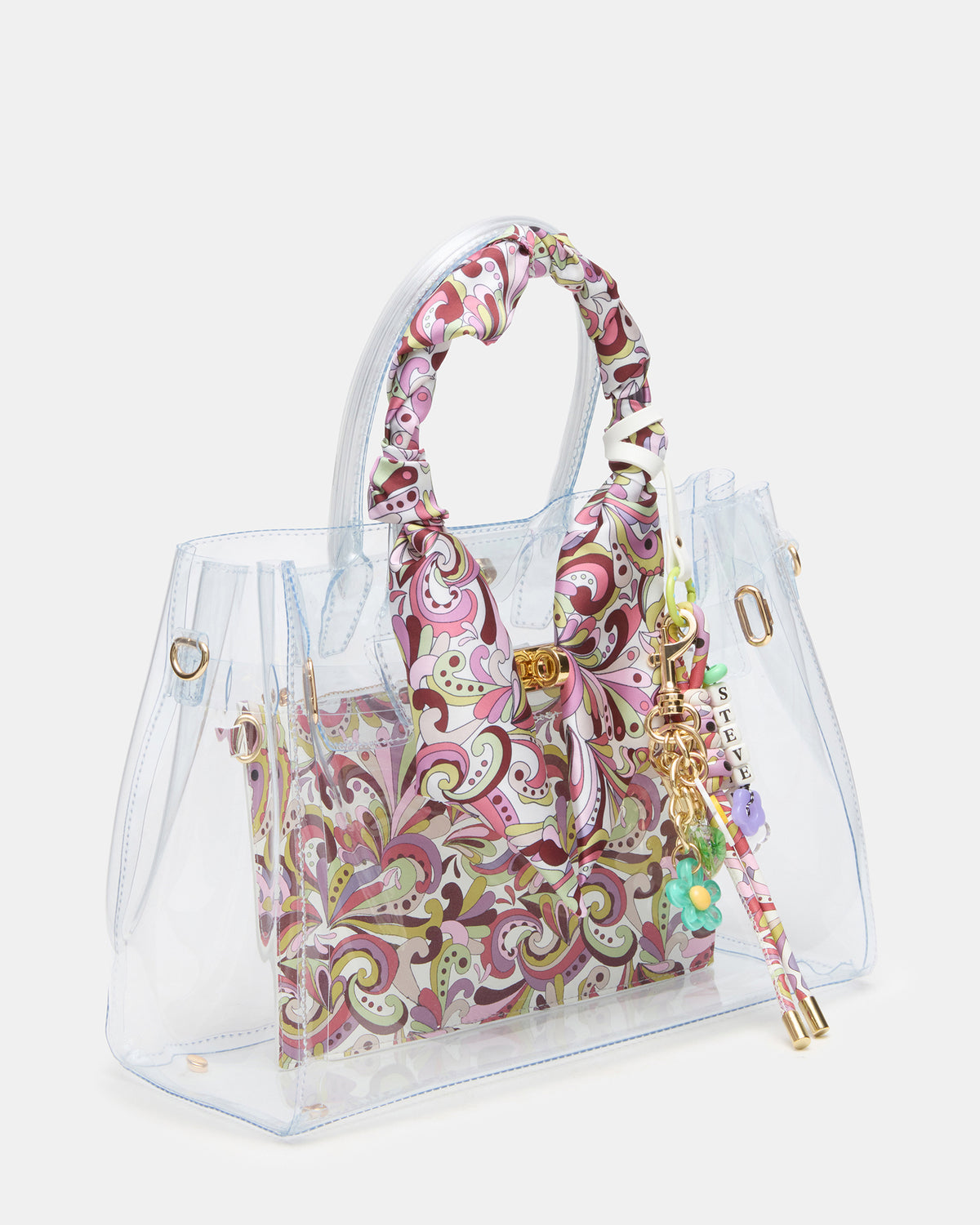 GUMMY Bag Clear Top-Handle Turn-Lock Tote Handbag - Steve Madden