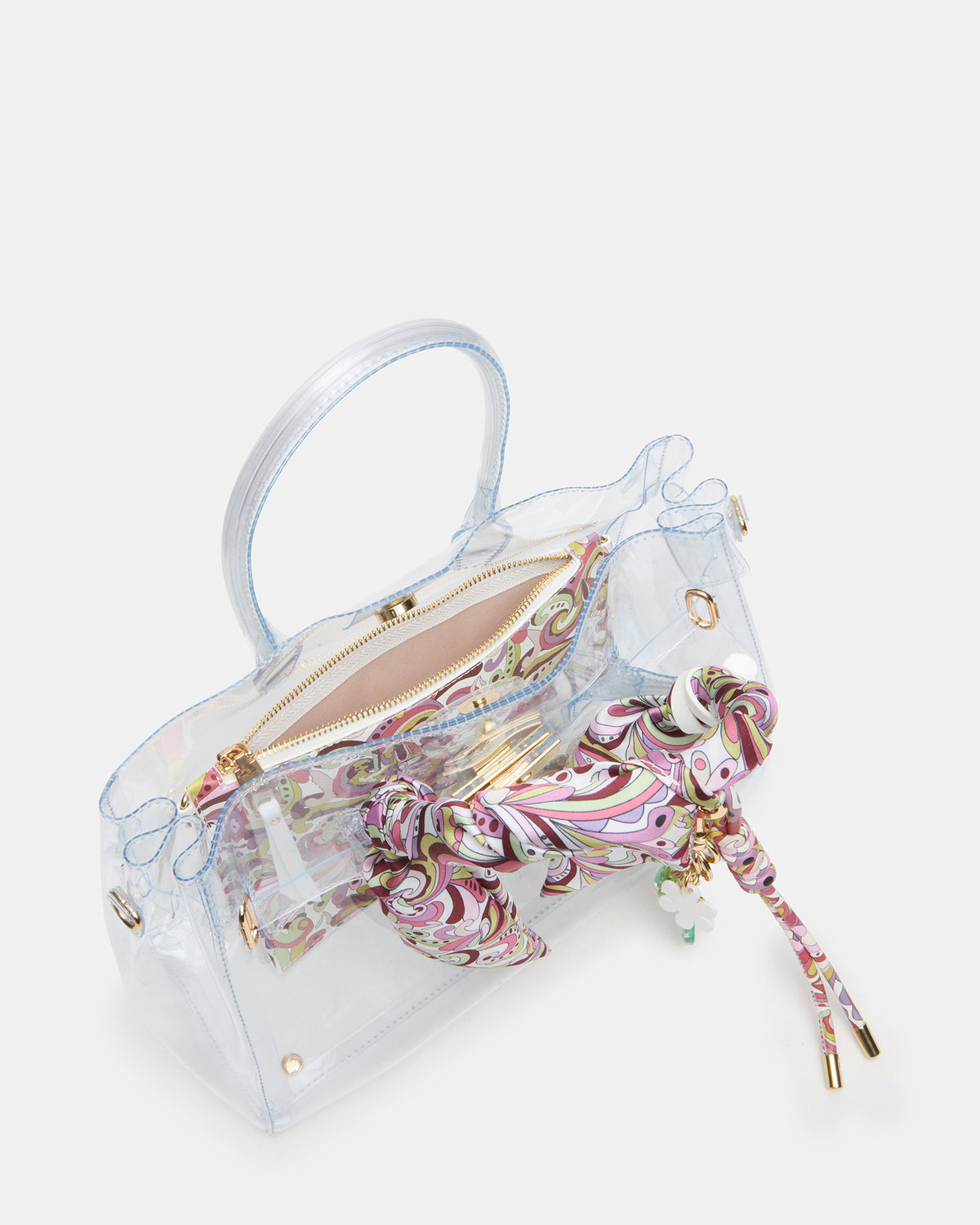 GUMMY Bag Clear Top-Handle Turn-Lock Tote Handbag - Steve Madden
