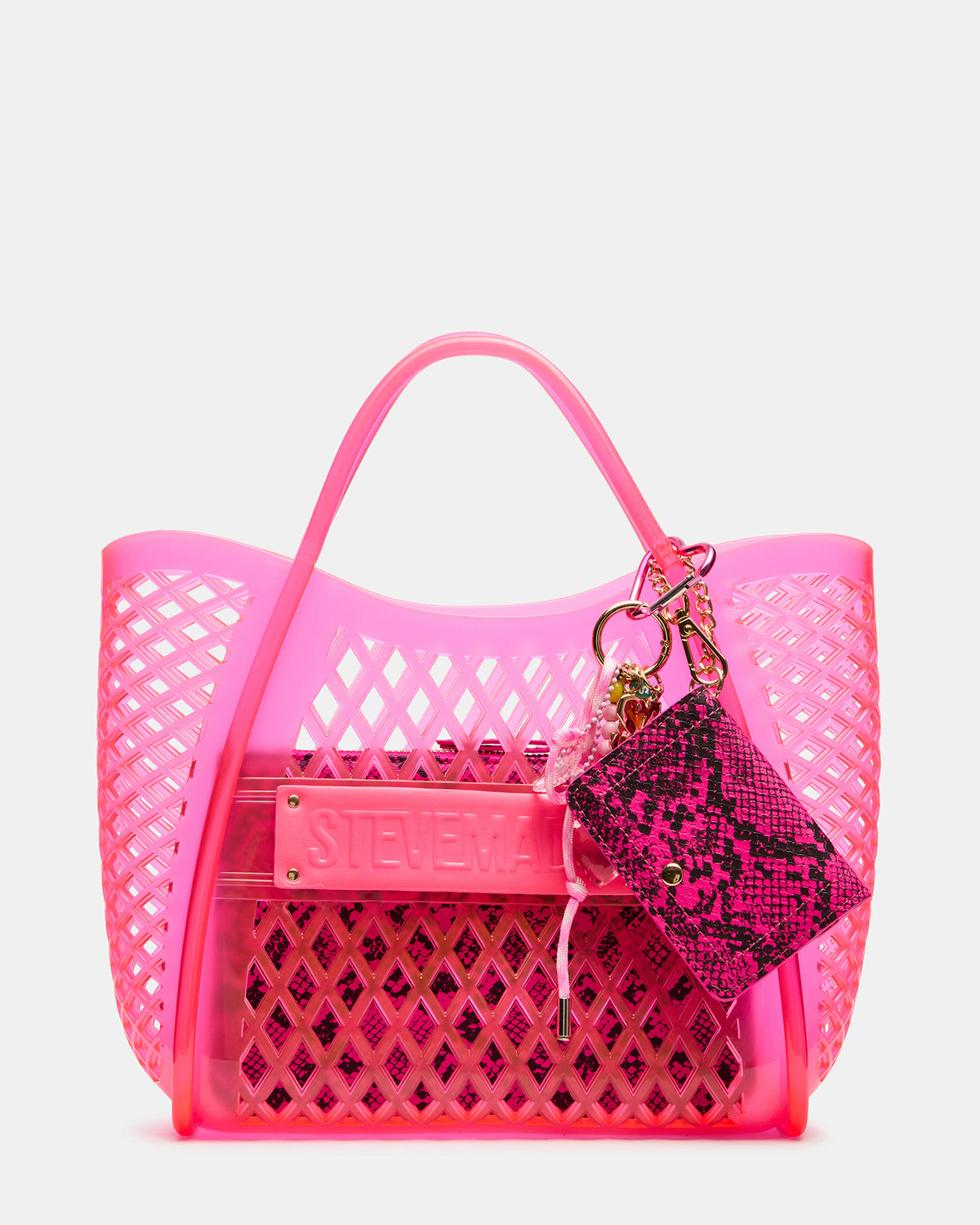 SUMMER Bag Pink Caged Jelly Top-Handle Tote Handbag - Steve Madden