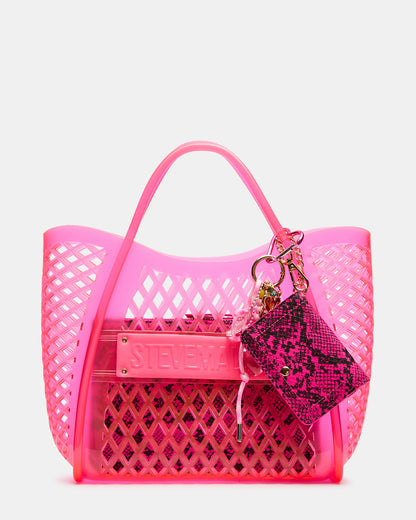 SUMMER Bag Pink Caged Jelly Top-Handle Tote Handbag - Steve Madden