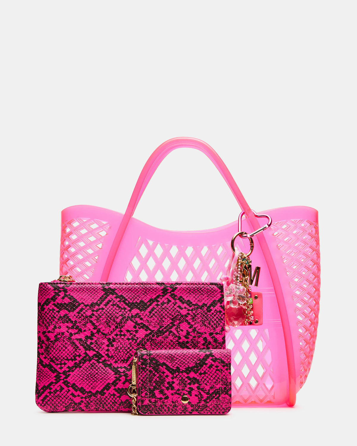 SUMMER Bag Pink Caged Jelly Top-Handle Tote Handbag - Steve Madden