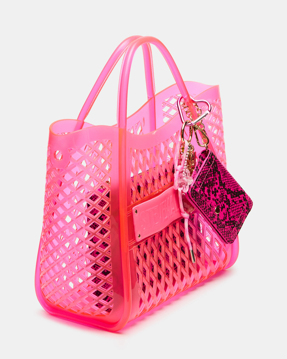 SUMMER Bag Pink Caged Jelly Top-Handle Tote Handbag - Steve Madden