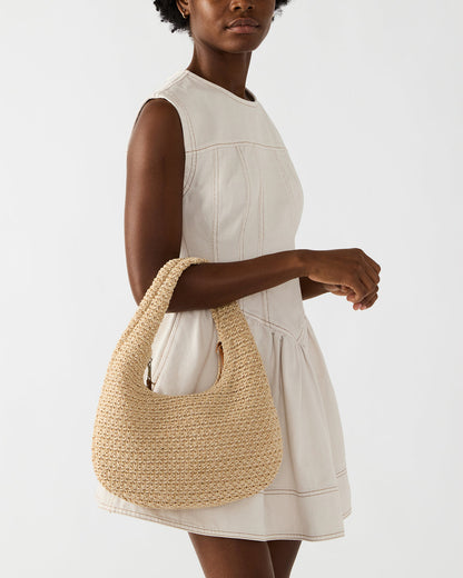 DAENA Bag Natural Crescent Shaped Straw Shoulder Bag - Steve Madden