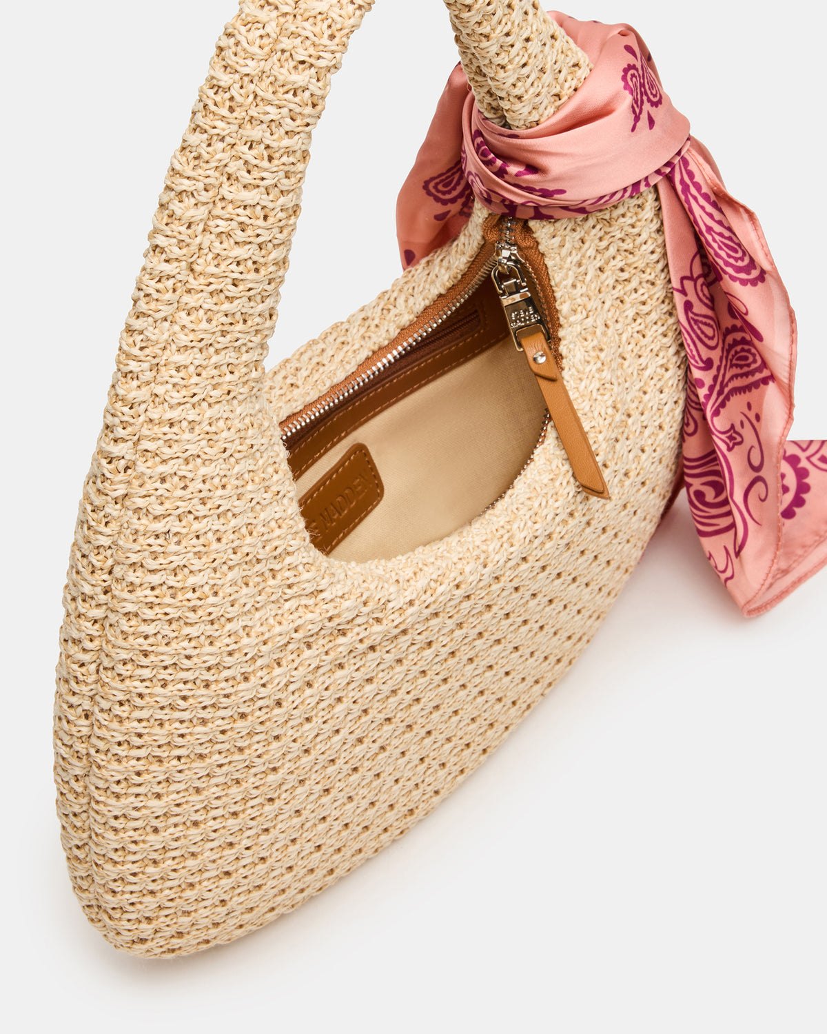 DAENA Bag Natural Crescent Shaped Straw Shoulder Bag - Steve Madden