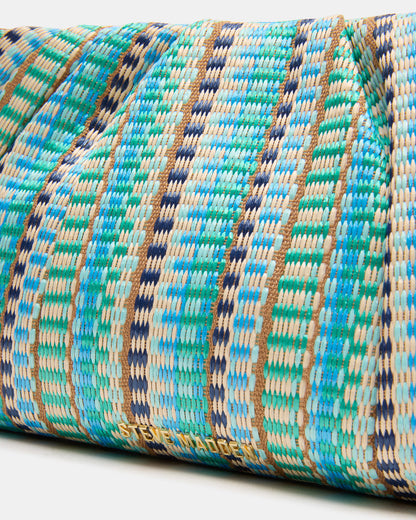 PALOMAA Bag Blue/Multi Straw Clutch Crossbody Handbag - Steve Madden