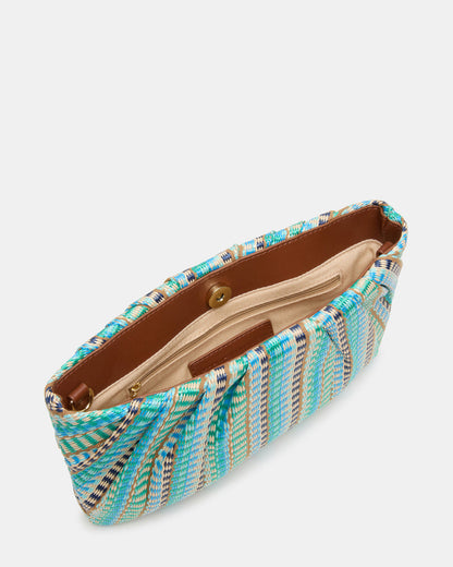 PALOMAA Bag Blue/Multi Straw Clutch Crossbody Handbag - Steve Madden