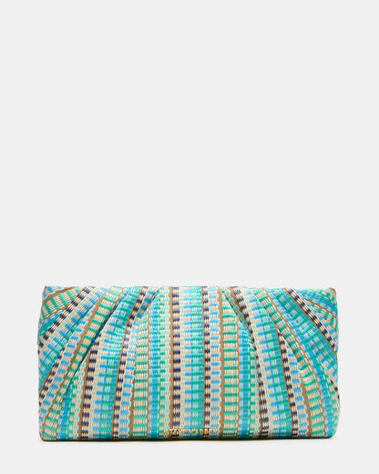 PALOMAA Bag Blue/Multi Straw Clutch Crossbody Handbag - Steve Madden