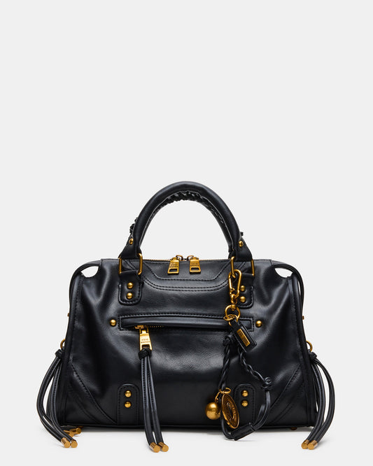 RIGGS Bag Black/Gold Slouchy Top-Handle Crossbody Satchel Handbag - Steve Madden