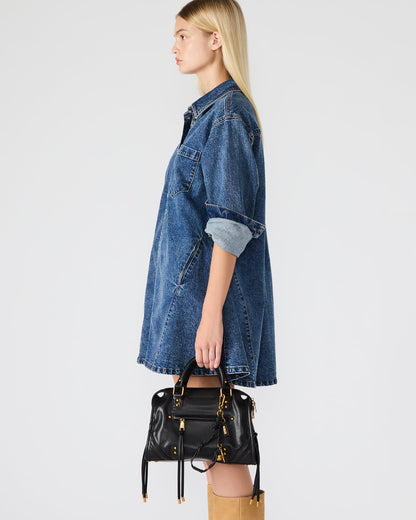 RIGGS Bag Black/Gold Slouchy Top-Handle Crossbody Satchel Handbag - Steve Madden