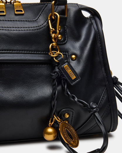 RIGGS Bag Black/Gold Slouchy Top-Handle Crossbody Satchel Handbag - Steve Madden