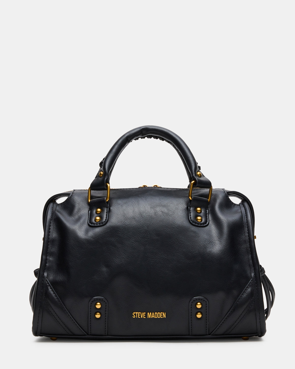 RIGGS Bag Black/Gold Slouchy Top-Handle Crossbody Satchel Handbag - Steve Madden