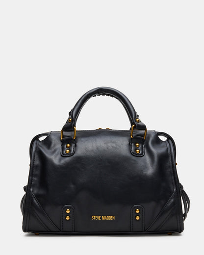 RIGGS Bag Black/Gold Slouchy Top-Handle Crossbody Satchel Handbag - Steve Madden