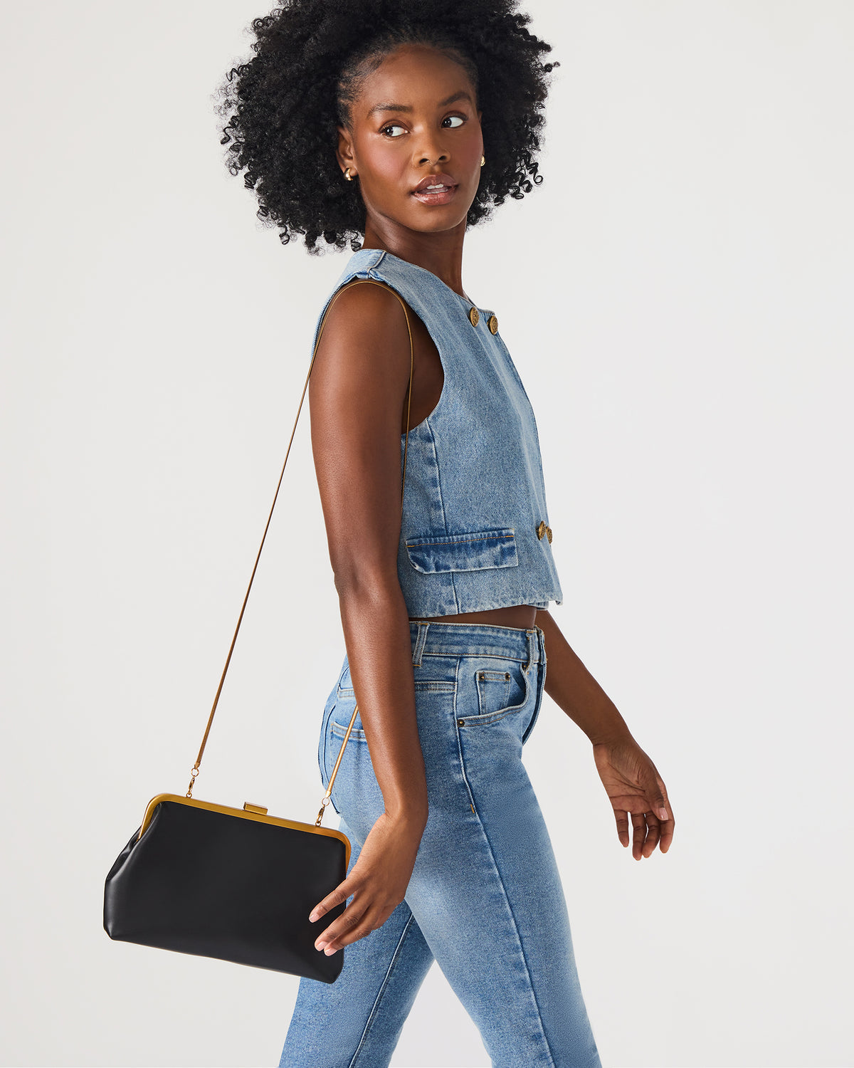 KISSES Bag Black Chain Strap Crossbody Clutch Handbag - Steve Madden