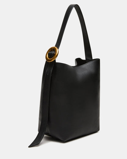 SOFIEE Bag Black Leather Shoulder Strap Bucket Tote Handbag - Steve Madden