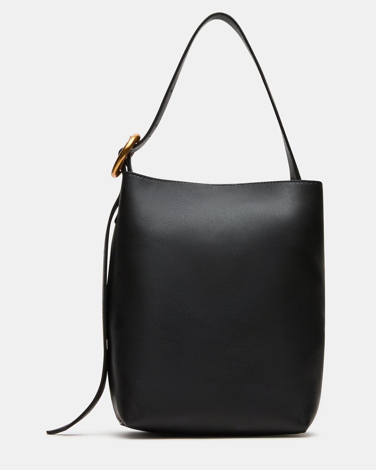 SOFIEE Bag Black Leather Shoulder Strap Bucket Tote Handbag - Steve Madden