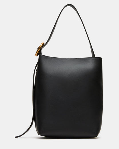 SOFIEE Bag Black Leather Shoulder Strap Bucket Tote Handbag - Steve Madden