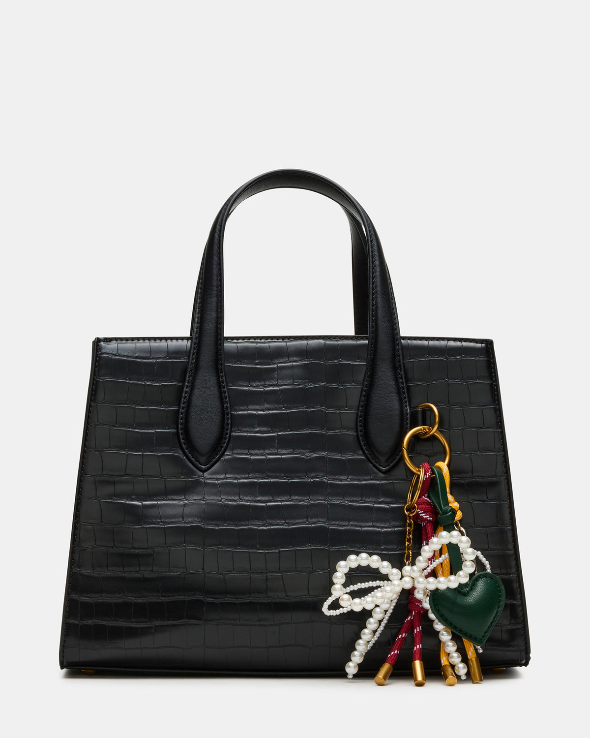 CALLEB Bag Black Crocodile Structured Tote Crossbody Handbag - Steve Madden