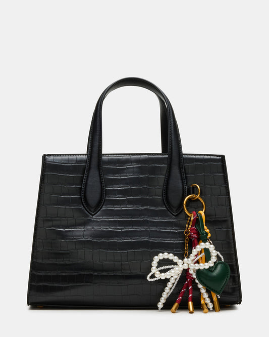 CALLEB Bag Black Crocodile Structured Tote Crossbody Handbag - Steve Madden