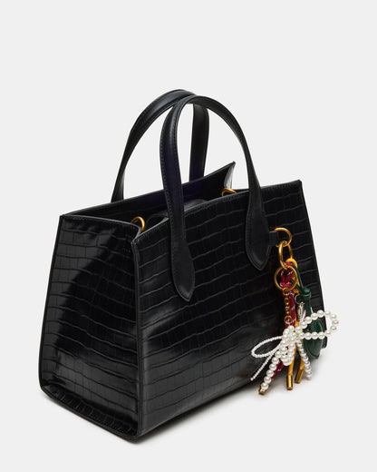 CALLEB Bag Black Crocodile Structured Tote Crossbody Handbag - Steve Madden