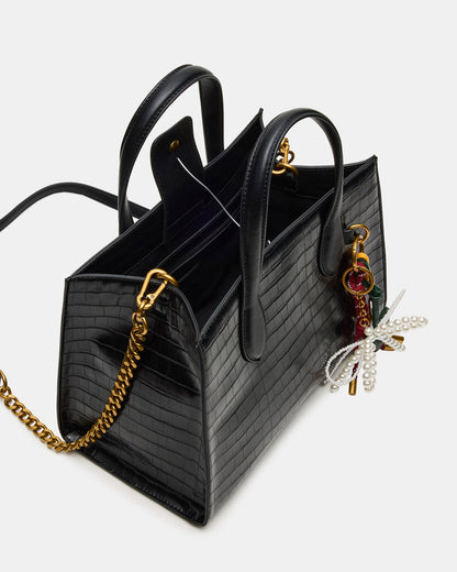 CALLEB Bag Black Crocodile Structured Tote Crossbody Handbag - Steve Madden