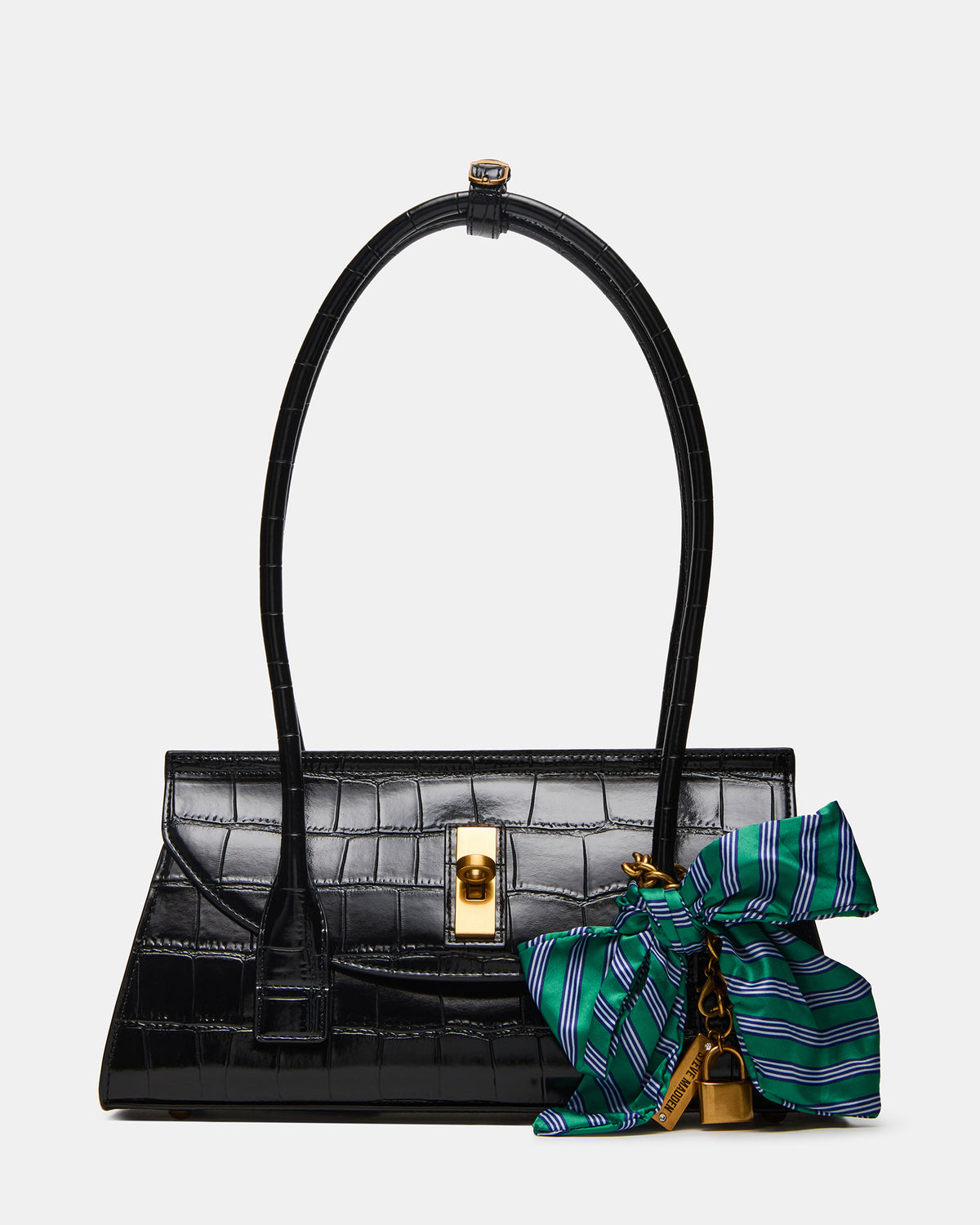 MILAN Bag Black Elongated Menswear-Inspired Shoulder Strap Handbag - Steve Madden