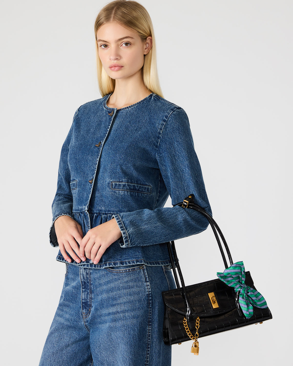 MILAN Bag Black Elongated Menswear-Inspired Shoulder Strap Handbag - Steve Madden