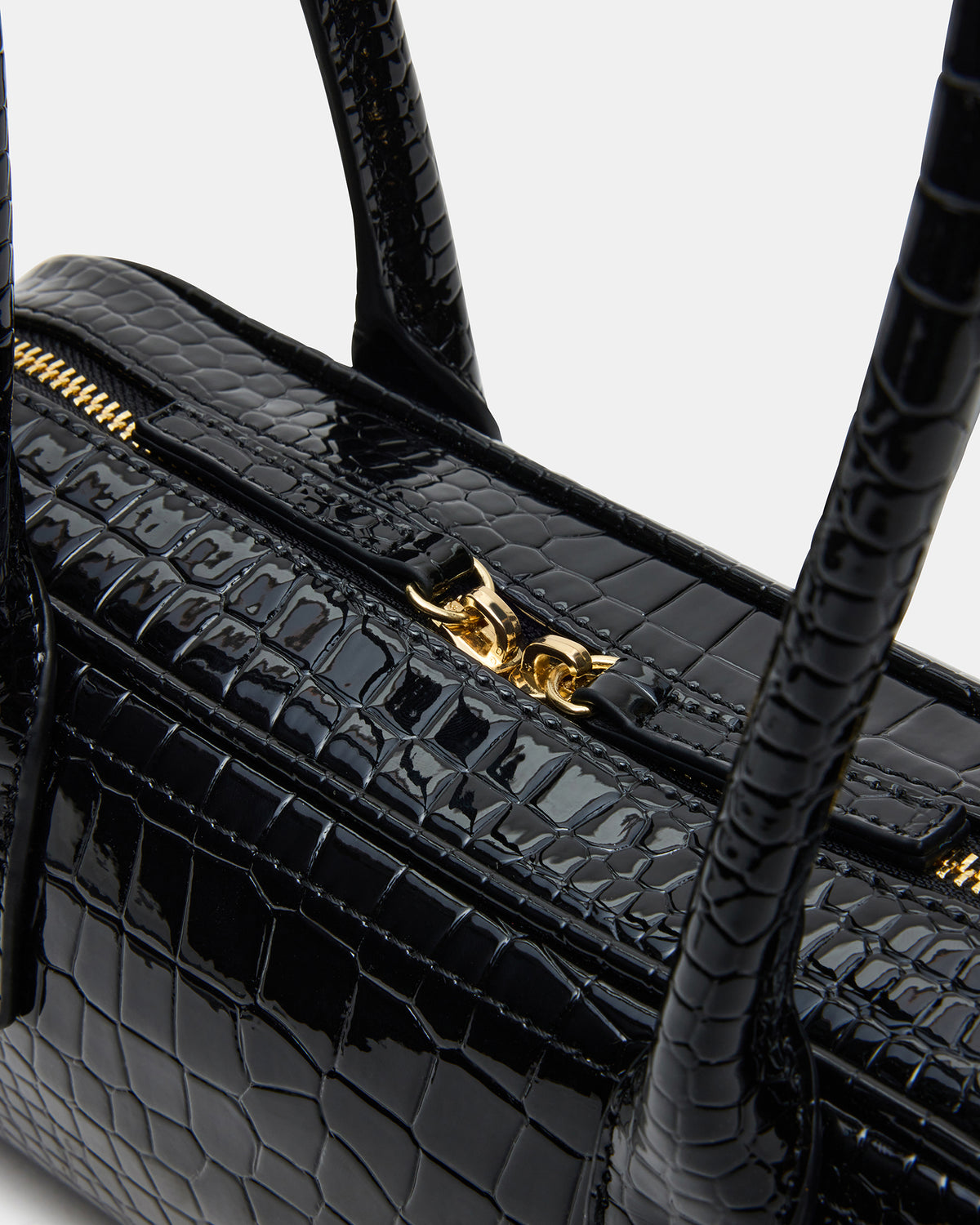 ANISE Bag Black Crocodile Elongated Shoulder Strap Handbag - Steve Madden