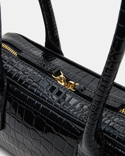 ANISE Bag Black Crocodile Elongated Shoulder Strap Handbag - Steve Madden
