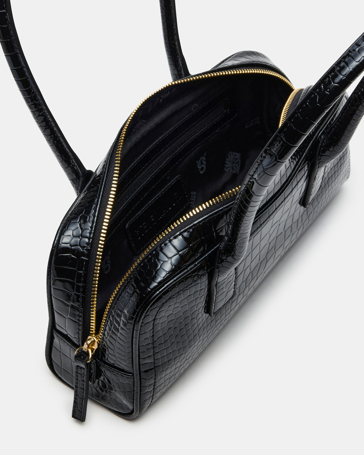 ANISE Bag Black Crocodile Elongated Shoulder Strap Handbag - Steve Madden