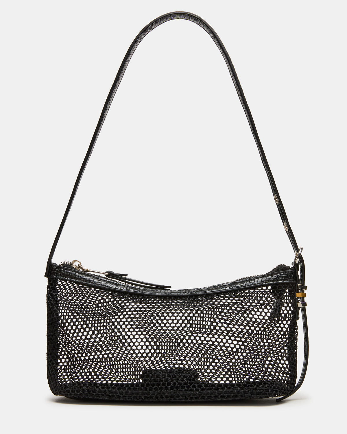VIXEN Bag Black Shoulder Strap Mesh Structured Bottom Women's Handbag - Steve Madden