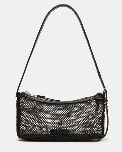 VIXEN Bag Black Shoulder Strap Mesh Structured Bottom Women's Handbag - Steve Madden