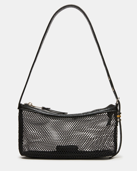 VIXEN Bag Black Shoulder Strap Mesh Structured Bottom Women's Handbag - Steve Madden