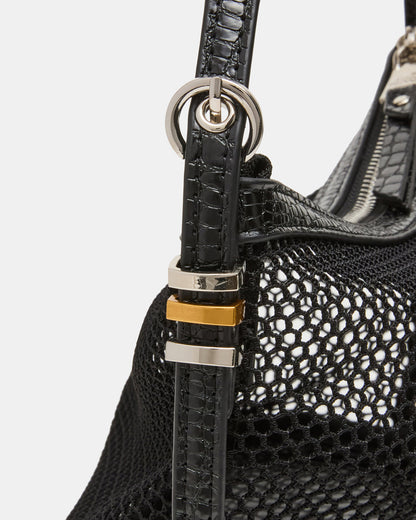 VIXEN Bag Black Shoulder Strap Mesh Structured Bottom Women's Handbag - Steve Madden